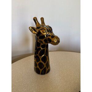 Ceramic Giraffe Figurine With Golden & Black Patterned Design